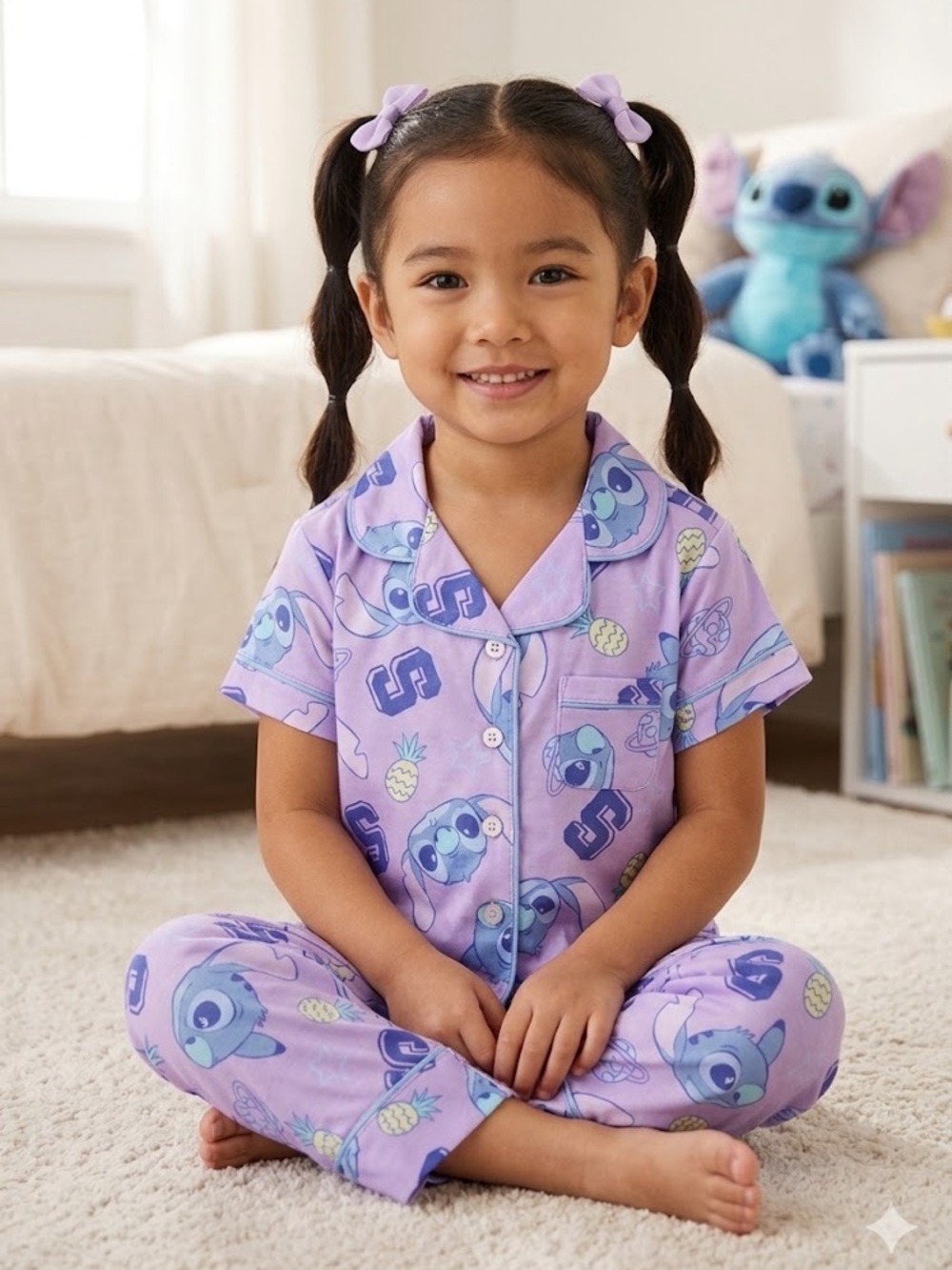 Disney Purple Stitch Short-Sleeve Cotton Pajama Set